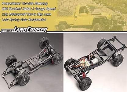 RC Truck 1/12 RC Rock Crawler 4x4 Toyota Land Cruiser Remote Control Pickup Off Road RTR 2.4GHz All Terrain with 280 Brushed Motor Proportional Throttle Steering for Adult MN-82