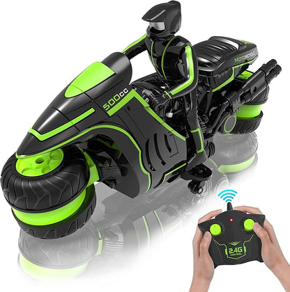 Eulogia Remote Control Motorcycle 360° Spinning Wheel RC Stunt Motocross Toys High Speed Riding Model with Rechargeable Battery Drift Motorbikes for Kids Gift for Boys &amp Girls Ages 5+