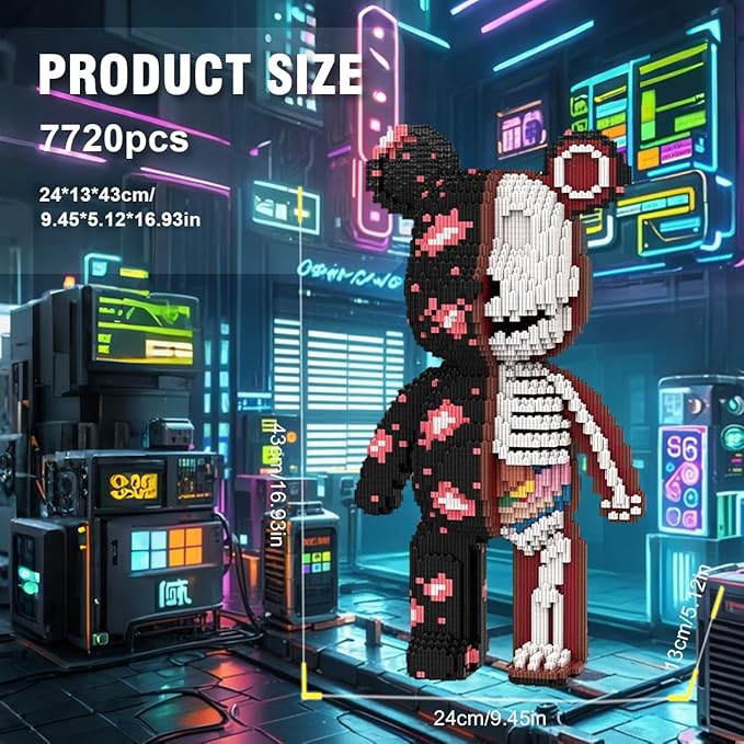 DAHONPA Animal Graffiti Skeleton Bear Micro Building Blocks Set（7220PCS） Gift for Adults and Kids