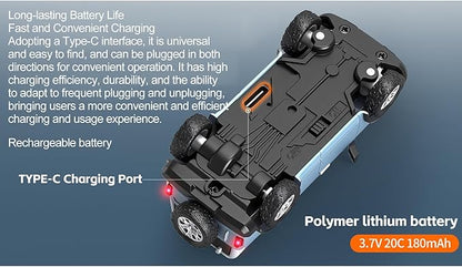 WLtoys 1:64 Mini RC Cars 2.4G FPV Remote Control Toy Car with 720P HD Camera Gyro LED Ambient Light APP Controlled Drifting Car for Adults (Blue)