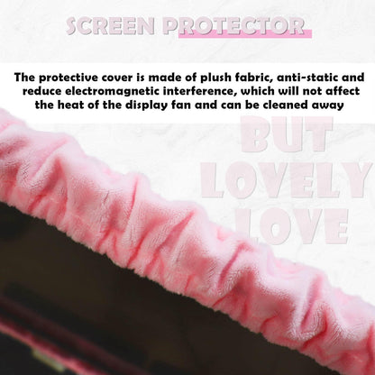 Kakurookie 23'' - 34'' Computer Monitor Protective Cover with Cat Ear Design, Cute Monitor Dust Cover with Furry Design, Elastic Dustproof, Suitable for PC, Tablet, TV