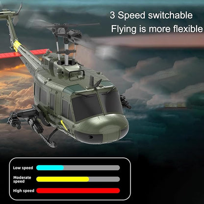 315MM UH-1 Remote Control Helicopter Aircraft for Adults Expert 6CH C032 RC Heli Maintain Altitude Brushless Motor/Optical Flow Positioning/Fly Upside Down 3D Rolling (RTF Yellow 2Battery)