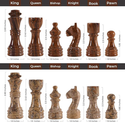 Marble Chess Set for Adults with Complementary Storage Box 15 Coral &amp Red Handmade Chess Board Game with 2 Extra Queens Unique Gift &amp Home Décor