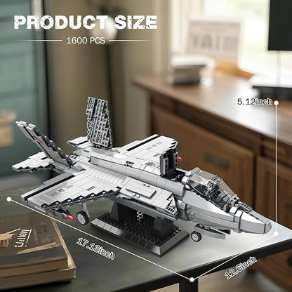 Reobrix Military Fighter Jet Building Set 33021 F-35 Lightning II Joint Strike Fighter Airplane Army Toy Sets Plane Toys Model for Adult Ideal Gifts for Men Military Fans
