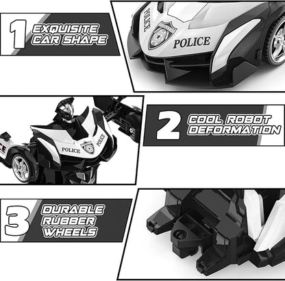 BLUEJAY Transform Rc Cars for Boys 4-7 8-12 2.4Ghz Remote Control Car 1:18 Scale Transforming Robot One-Button Deformation 360° Rotation Car Toy Gifts for Boys 3-5