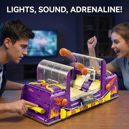 Basketball Arcade Pinball Machine Building Blocks Set for Adults Motorized Tabletop Basketball Board Game with Lights &amp Music STEM Toys Gift Ideas for Sport Lovers