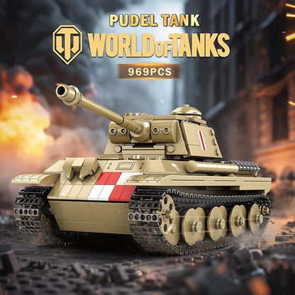 Reobrix Pudel Tank Building Block Set for Adult WW2 Military German Tank Model Set 77034 World of Tanks Authorized Products MilitaryToys Building Set for Military Fans Boys Kids Age 14+ (969PCS)
