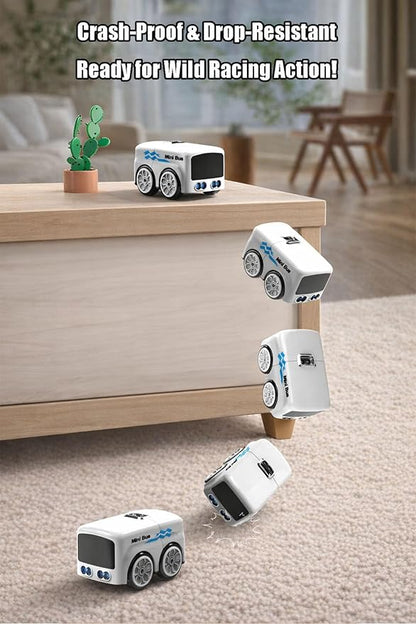 (2PCS) Magic Mini Bus Follows Line Car Inductive Mini Interactive Cars Follows The Line Intelligent Line Tracking System with Dynamic LED Expressions Educational STEM (1+1)