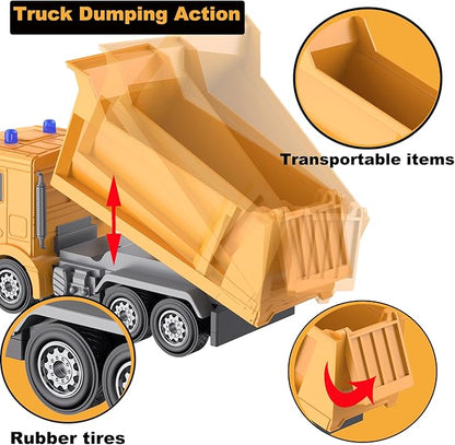 Remote Control Construction Dump Truck Toy RC Vehicle6 Channel Trucks Toys with 2 Rechargeable Batteries1/24 Scale Dump TrucksBirthday Gifts Ideas for Boys Age 3-8 Year Old