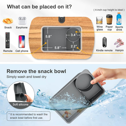 ERGONOV Lap Beanbag Tablet Pillow Stand,Adjustable iPad Holder with Snack Bowl,360° Rotating Clip for 4.7-13" Kindle,Phone,Tablet.Ideal for Hands-Free Reading and Relaxation on Bed,Couch,Recliner,Gray
