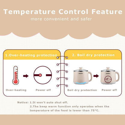 Dezin Electric Pot, 1.6L Ramen Cooker, Hot Pot Electric Stainless Steel, Multifunctional Cooker for Egg, Pasta, Soup, Porridge, Oatmeal with Temperature Control and Keep Warm Function