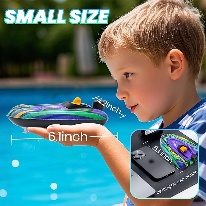 Remote Control Boat for Kids with Inflatable Bumper Rechargeable Battery USB Charge rc Boat for Pool Kids 8-12 Years Birthday Gift Summer Water Toy Purple