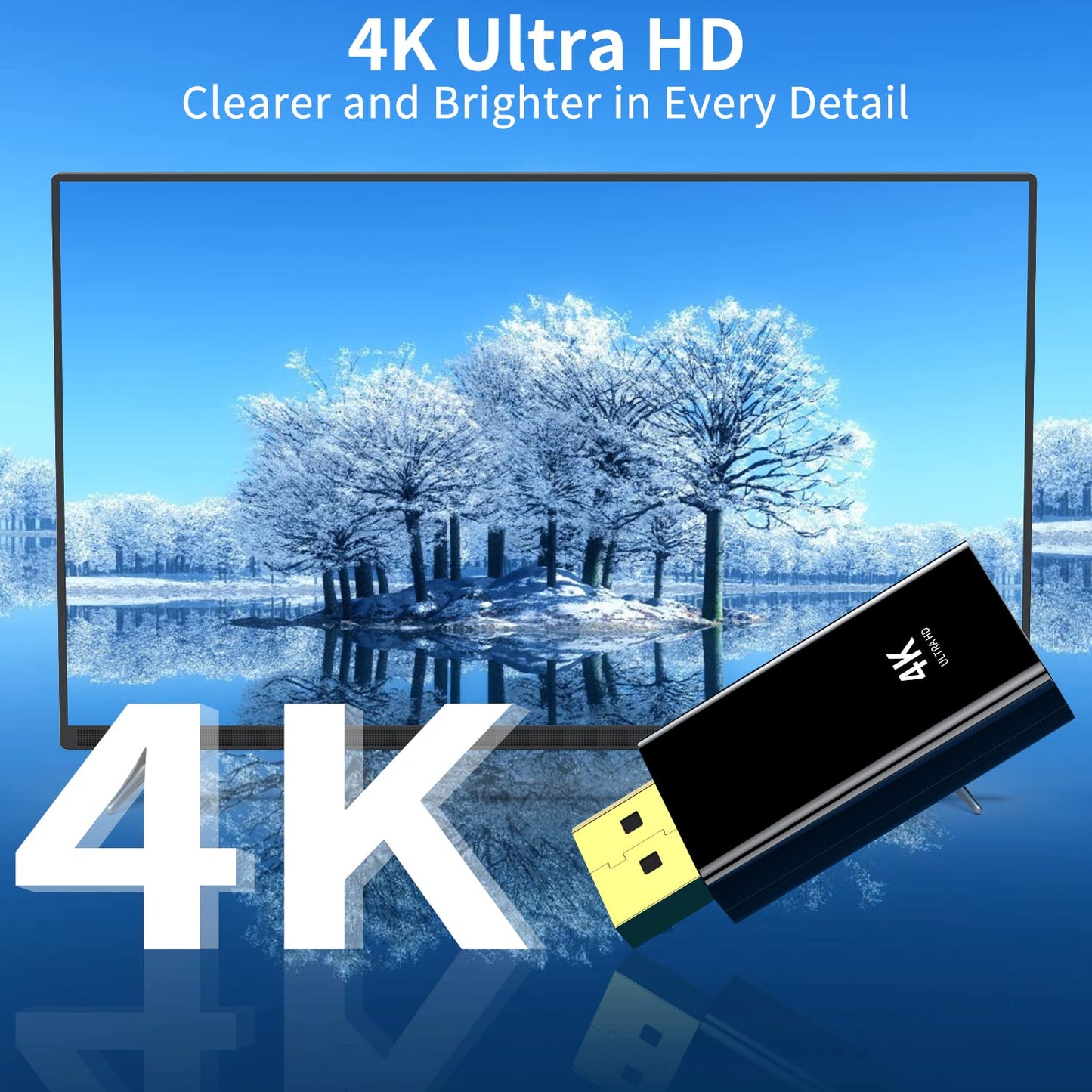 4K DisplayPort to HDMI Adapter 2-Pack,24K Gold Plated Uni-Directional Display Port DP to HDMI Passive Adapter Compatible for HP, HDTV, AMD, NVIDIA,Dell, GPU,Projector, PC,Desktop