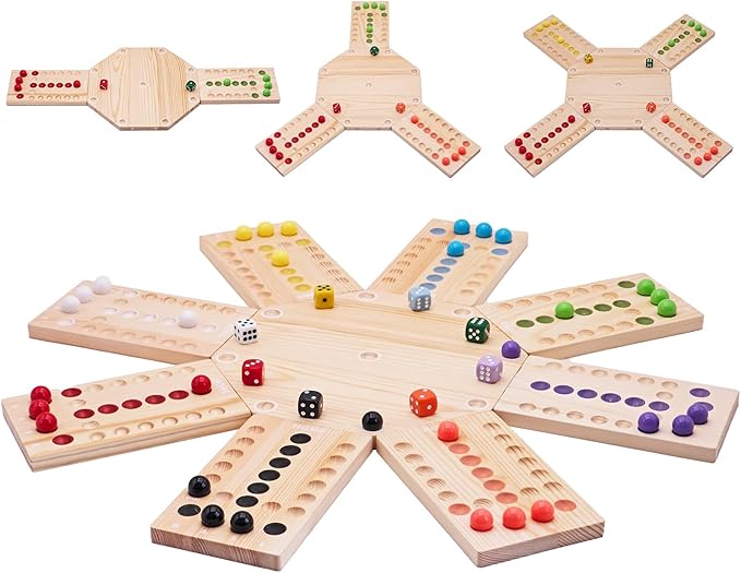 Magnetic Marbles Board Game 2-8 Players Wooden Board Game Set with 32 Marbles &amp 16 Dice Portable Marble Game for Family and Friends Game Night Gatherings