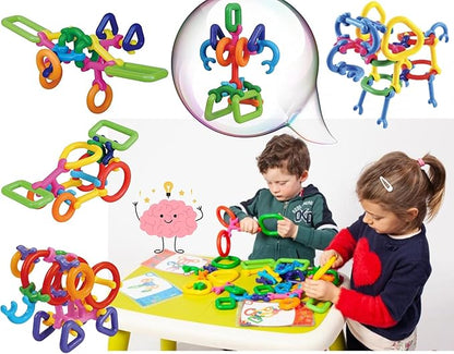 Click &amp Create Builder Set (80 pcs) - STEM Educational Interlocking Building Blocks for Kids Ages 2-7 Creative Construction Toy for Boys &amp Girls Colorful Fine Motor Skills Toy