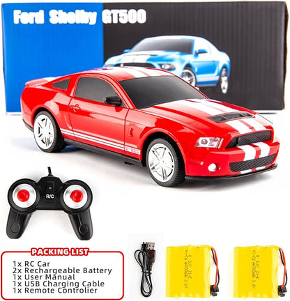 BDTCTK Remote Control 1/24 Ford Mustang Shelby GT500 RC Model Car Toys for 6+ Kids and Adults Red
