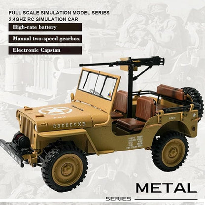 1:14 Scale Military Remote Control Car RC Crawler 2.4G 4WD Off Road Jeep RC Truck with LED Lights and Sound Effects Rock Climbing Vehicle for Adults (Yellow 2 Batteries)