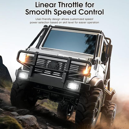 RC Truck 1:18 Scale RC Semi-Truck MN 333 Unimog Off-Road Rock Crawler 4WD Remove Control Trucks RTR Transport Car Alloy Model for Modification Enthusiasts Gifts (Green)