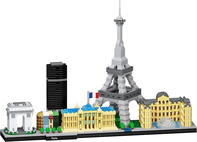Paris Skyline Architecture Adult Building Blocks Set 3680PCS with Eiffel Tower and The Louvre Assembly Collection Micro Bricks 3D Model for Teens Age of 14+