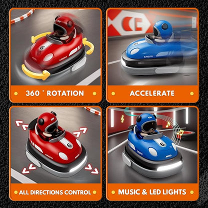 2-Player Battle 2-5 rc Car Toddler Boys Easter Toy | Cartoon Remote Control Bumper Cars with Light &amp Sound – Racing Set (Drift + Collision Modes) | 360° Spinning | Rechargeable Kids’ Race Cars
