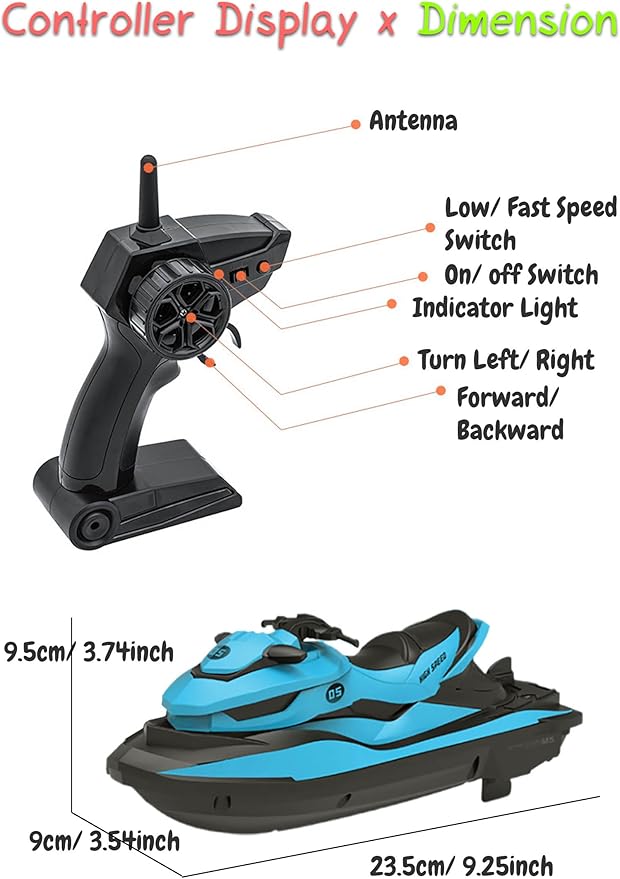 2.4 GHz RC Motorboat for Kids &amp Adults 10 km/h High-Speed Dual-Motor Electric Racing Jet Ski Toy 50 m Range 20 min Play Low-Battery Alarm Pool &amp Lake Ready (Orange)