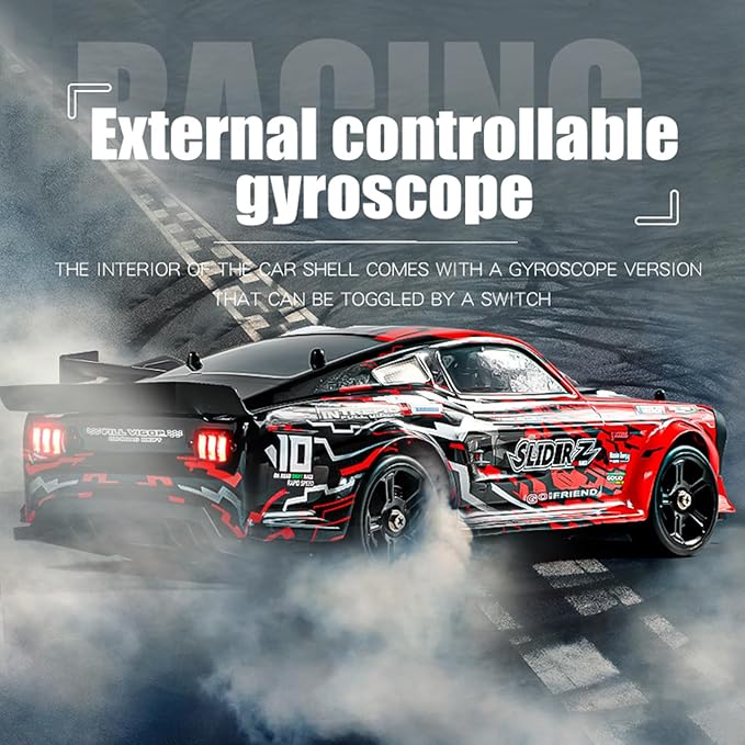 RC Drift Car 1/14 Scale RC Race Car with Spray Cool LED Lights 2.4G 4WD High Speed 35KM/H Drifting Cars Proportional Throttle with 2 Batteries RTR Gifts for Teen Adults