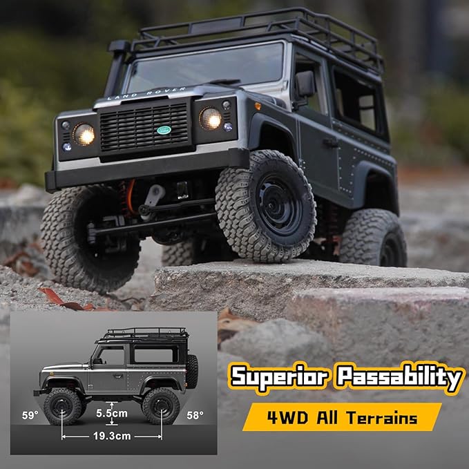MN-98 RC Car 1:12 Scale RC Rock Crawler 4WD Off-Road RC Truck RTR 2.4G Remote RC Land Rover Vehicle Models for Adults Hobby Gifts (Yellow)