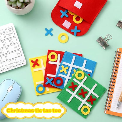 Yilloog 100 Pack Tic Tac Toe Mini Board Games Toys Bulk for Kids Tic Tac Toe Felt Board Game Birthday Party Favors Goodie Bag Stuffers for Classroom Prizes Back to School Gift 4.8''×4.8''
