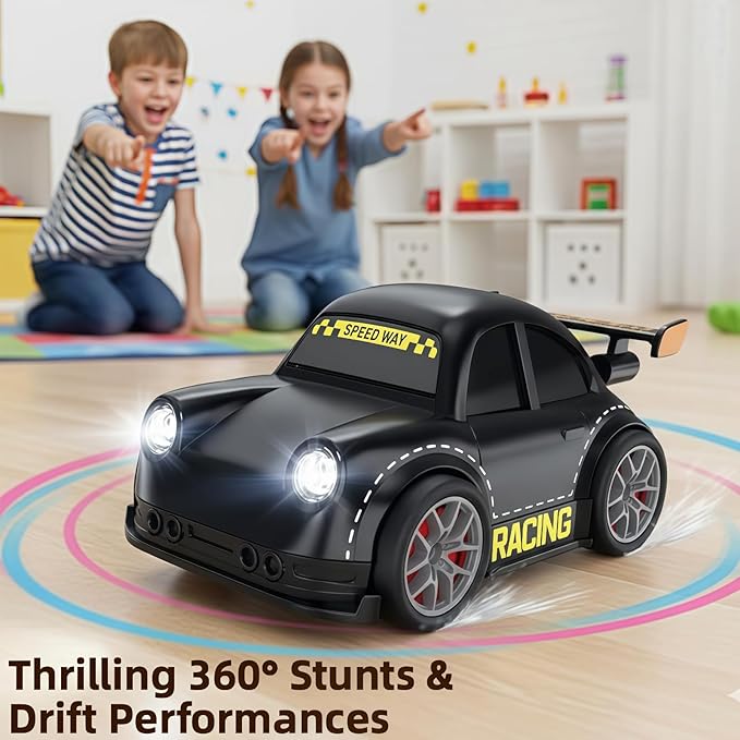 3-in-1 Smart RC Car with Follow &amp Escape Modes 360° Stunt Drift Voice/Light Effects and Pet Play Mode 4WD Remote Control Car Toy for Kids and Cat Dogs