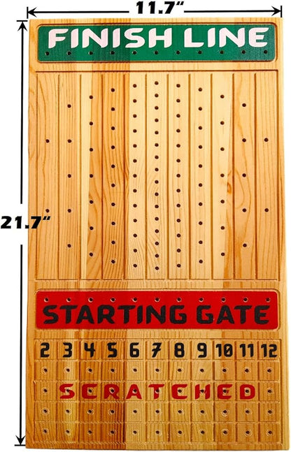 Horse Racing Game for Adults With 11 Luxurious Metal Horses (Silver Black Rose Gold) 22 Pine Wood Race Game Board Dice &amp Card Included (Log Color3)