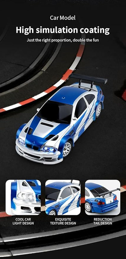 1/43 Mini RC Drift Car 2.4GHz RTR Full Proportional Remote Control Cars 4WD High Speed Racing Lights Kit and Racing Tires (4302)