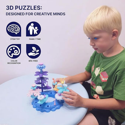 ICY World Building Toys for Girls &amp Boys Age 3-5+ 79 PCs Large Block Arctic Animals Set with 10 Figures (Snowman Penguin Bear) Creative STEM Learning Gift for Kids (ICY-World-L2