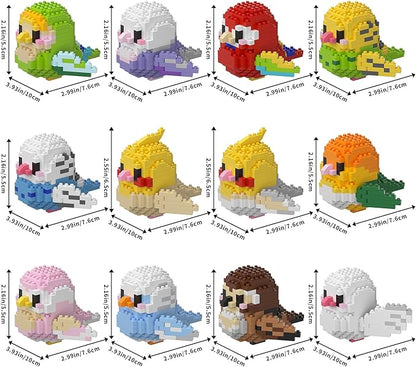 Parrots Micro Mini Building Block Sets Birthday Gift for Kids Animals Buildling Model Kits Mini Bricks Birds Series Toys for Kids（12 Boxes）