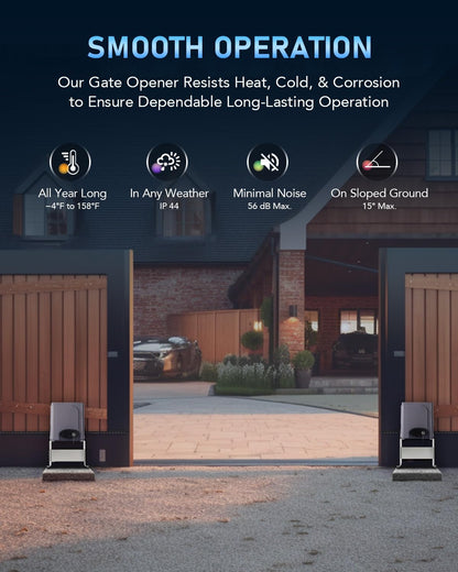 CO-Z Automatic Gate Opener with Safety Sensor, 280W Sliding Door Opener & Closer Kit for 1400lb Doors, Smart Driveway Sliding Gate Opener with 20ft Driven Chain, Electric Gate Operator Set for Home