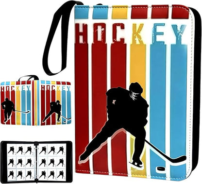 900 Pocket Zippered Hockey Card Binder 9-Pocket Trading Card Album with 50 Removable Sleeves PU Leather Waterproof Sports Card Holder for NHL Hockey Cards Storage Display Case Gift