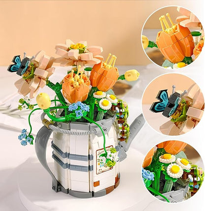 Mini Building Blocks Watering Pot Bonsai Plant Model SetCreative DIY Simulation Particle Flower Succulent Botanical Collection Construction Building Bricks ToyHome Decor