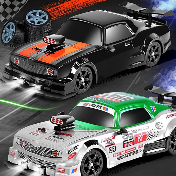 RC Drift Car Drifting RC Car 2.4GHz 1:16 Remote Control Cars 4WD High Speed Racing Vehicle with LED Lights Two Batteries and Drifting Tires Racing Sport Toy Cars for Adults Boys Girls Kids