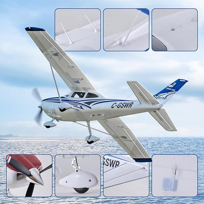 Fms Rc Planes for Beginners Remote Control Airplane for Adults Single-Engine Propeller Airplane 1500MM Cessna 182 Blue 6 Channel Hobby Rc Airplanes PNP (No Radio Battery Charger)