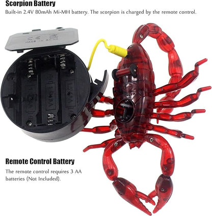 Tipmant Simulation RC Scorpion Remote Control Animal Vehicle Car Electric Scary Trick Prank Toy Halloween Kids Gift (Red)