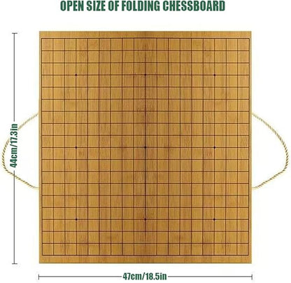 19x19 Go Game SetWooden Foldable Go Game Board Set Traditional Weiqi Tabletop Strategy and Skill Game Puzzle Games for Adults Travel Folding Gift Box Board