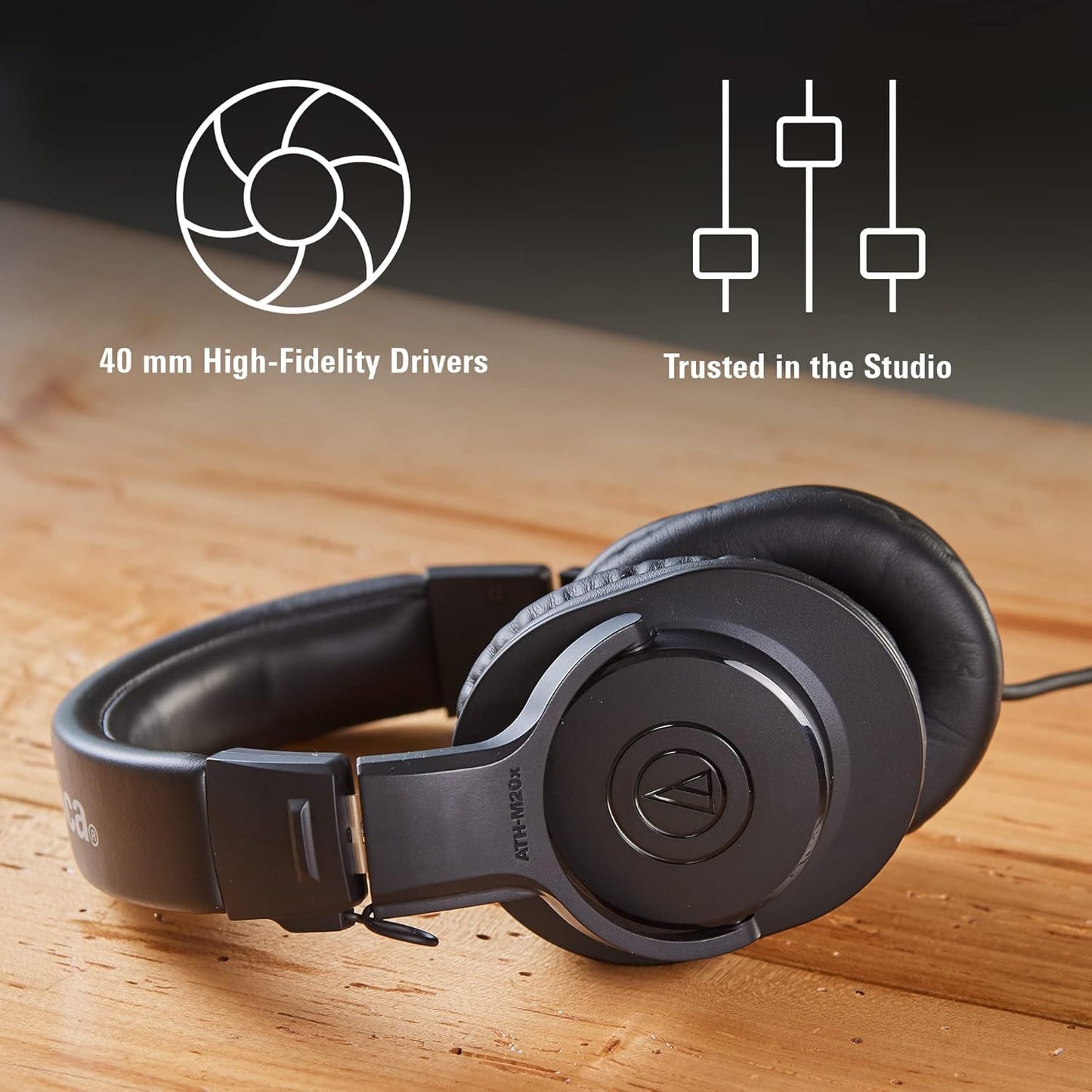 Audio-Technica ATH-M20x Professional Studio Monitor Headphones, Black