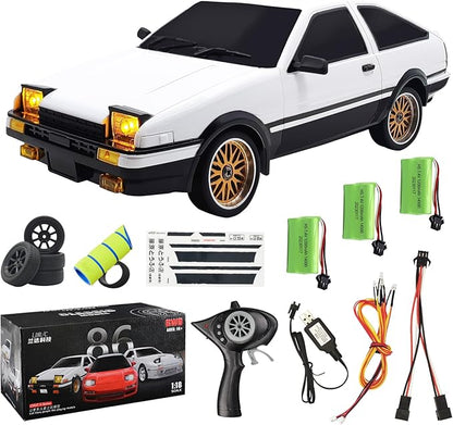 LD1801 1/18 AE86 RC Drift Car (Initial D) 3pcs Upgraded 1200mAh Batteries 2.4G 150 Brushed Motor &amp 10A ESC 3-Channel Full Proportional Remote Control