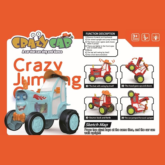 GoolRC Crazy Jumping Car Toys RC Stunt Car with Music Lights Rechargeable Radio Controlled Rocking Cars Toy Christmas Birthday Gift for Teen(Blue)
