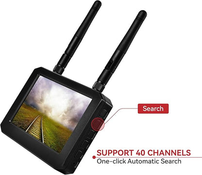 FPV Monitor for FPV Camera- 5.8Ghz 4.3 FPV Display Screen with DVR 40CH Receiver 800x480 IPS Display Built-in Battery for RC Hobby FPV Drone RC Car FPV VTX Goggles