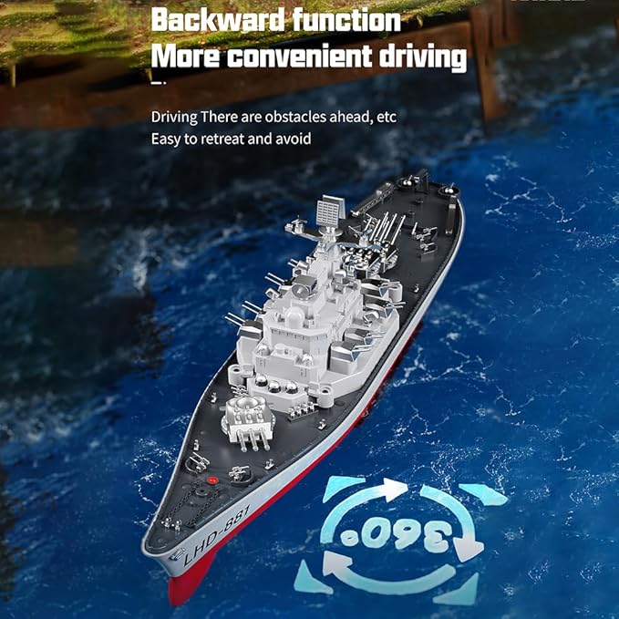 GoolRC Remote Control Warship RC Military Battleship 1:390 Scale Remote Control Boat for Lakes and Rivers 2.4GHz RC Armed Cruiser Boat Model with Low Battery Alarm for Adults