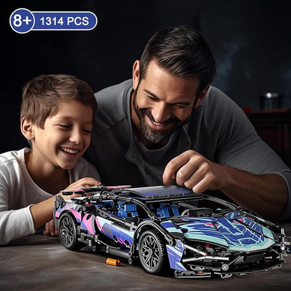 Sport Car Building Block Sets for Adults Technical Remote Control APP Race Car with LED LightsCollectible 1:14 Model Scale Engineering Toy Men Teens Boys Birthday Gift Age 8+ 8-12 12 13 14