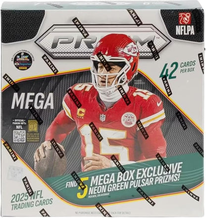 2025 Prizm Football NFL Mega Box with 42 Trading Cards + 6 Toploaders and StreetCards Magnet!