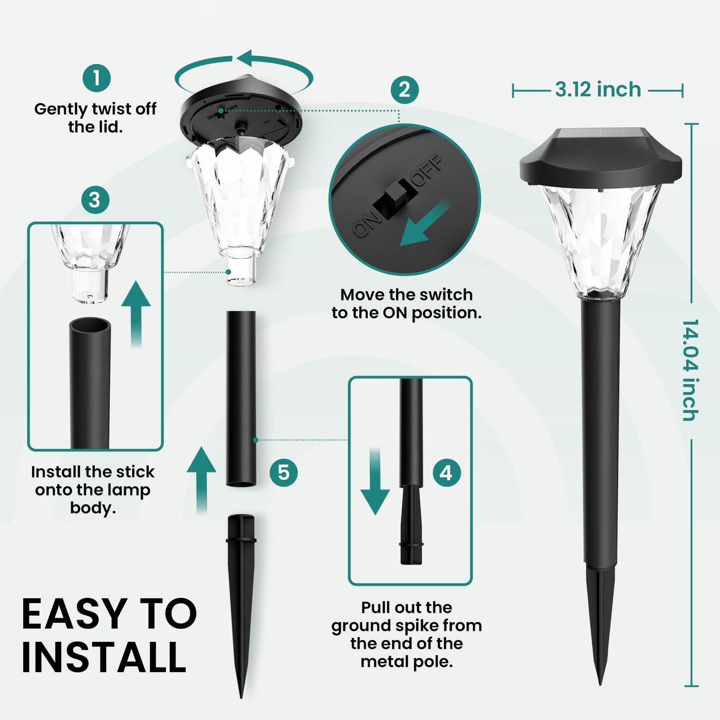 GIGALUMI 8 Pack Solar Lights Outdoor Waterproof,New Upgraded Solar Lights for Outside,Solar-Powered Garden Light,Solar-Powered Outdoor Light for Patio,Lawn,Yard and Landscape(Cold White)