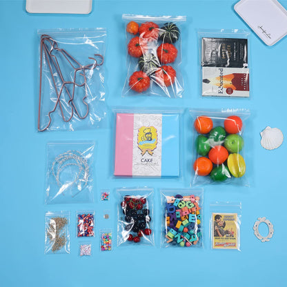 Somoga 50 PCS 12" x 12" Large Thick 2.4 Mil Clear Zip Poly Bags Plastic Reclosable Zip Seal Lock Bags Clothing Shoes Toys Prints Zipper Bag