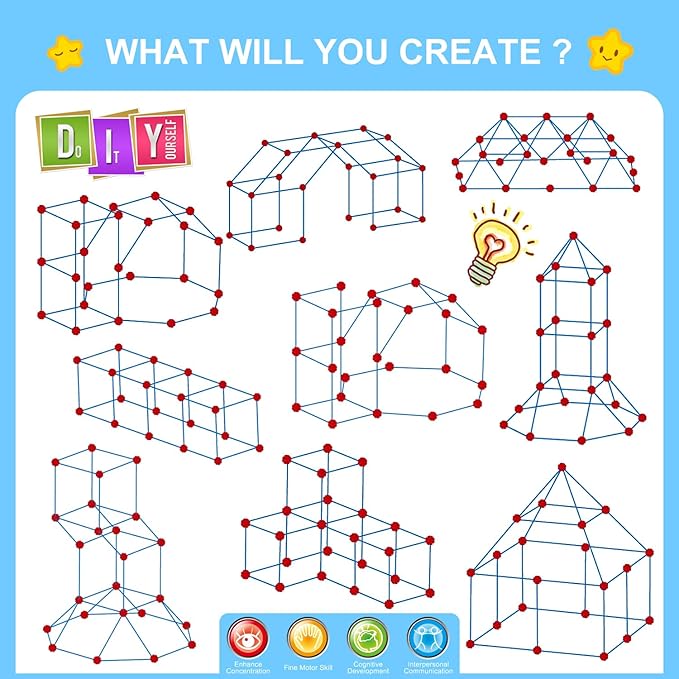 SpringFlower Fort Building Kit for KidsSTEM Construction Toys Educational Gift for 3 4 5 6 7 8 9 10 11 12 Years Old Boys and GirlsUltimate Creative Set for Indoor &amp Outdoors Activity100 Pcs